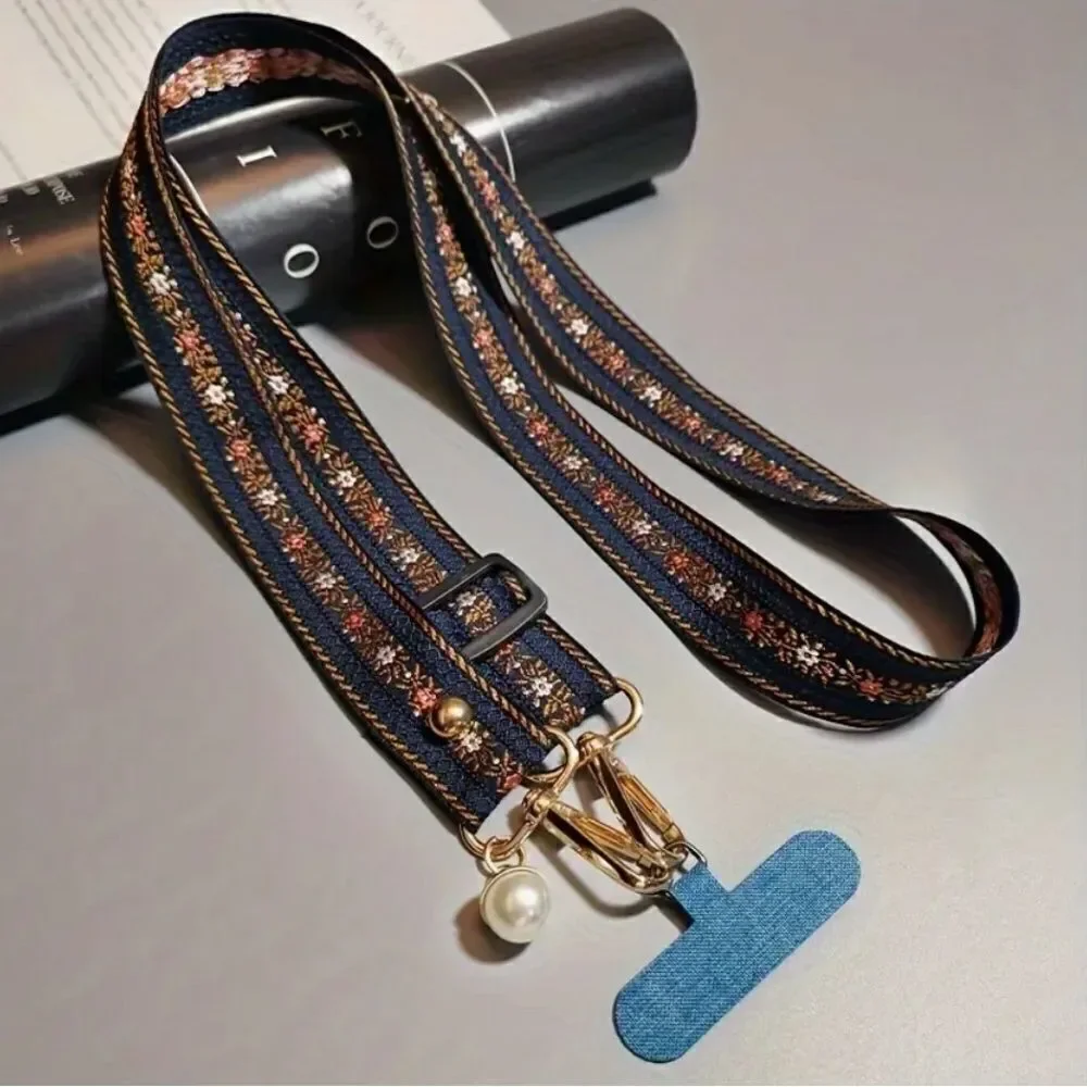 Embroidered Cell Phone Crossbody Lanyard